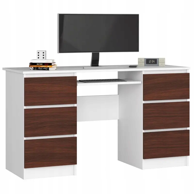 

Pojemne biurko białe wenge pokój dziecięcy 135 cm