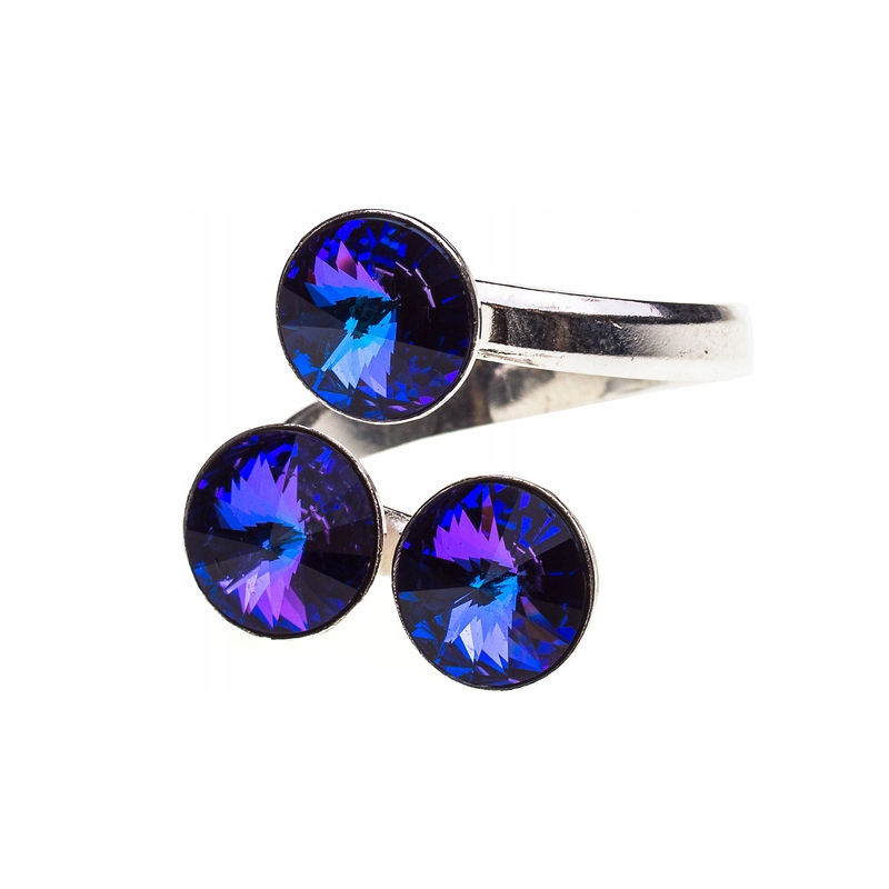 

Pierścionek srebrny z kr. Swarovski Rivoli 3x8 Hel