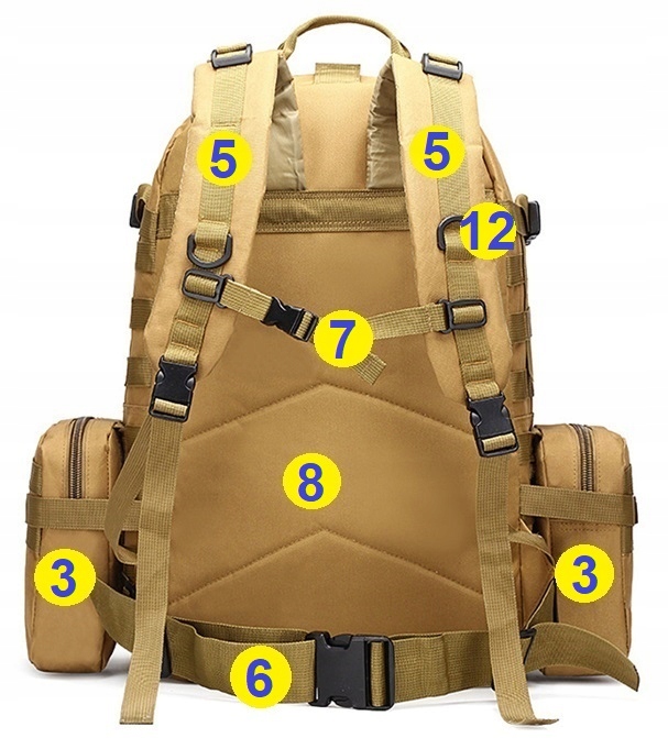 Plecak Turystyczny 50L Taktyczny Survival 4 w 1 Model 41-60