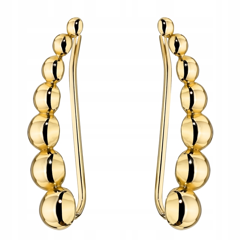 Zlaté Náušnice Dámské pr. 585 Geometrické náušníky Kuličky 14k