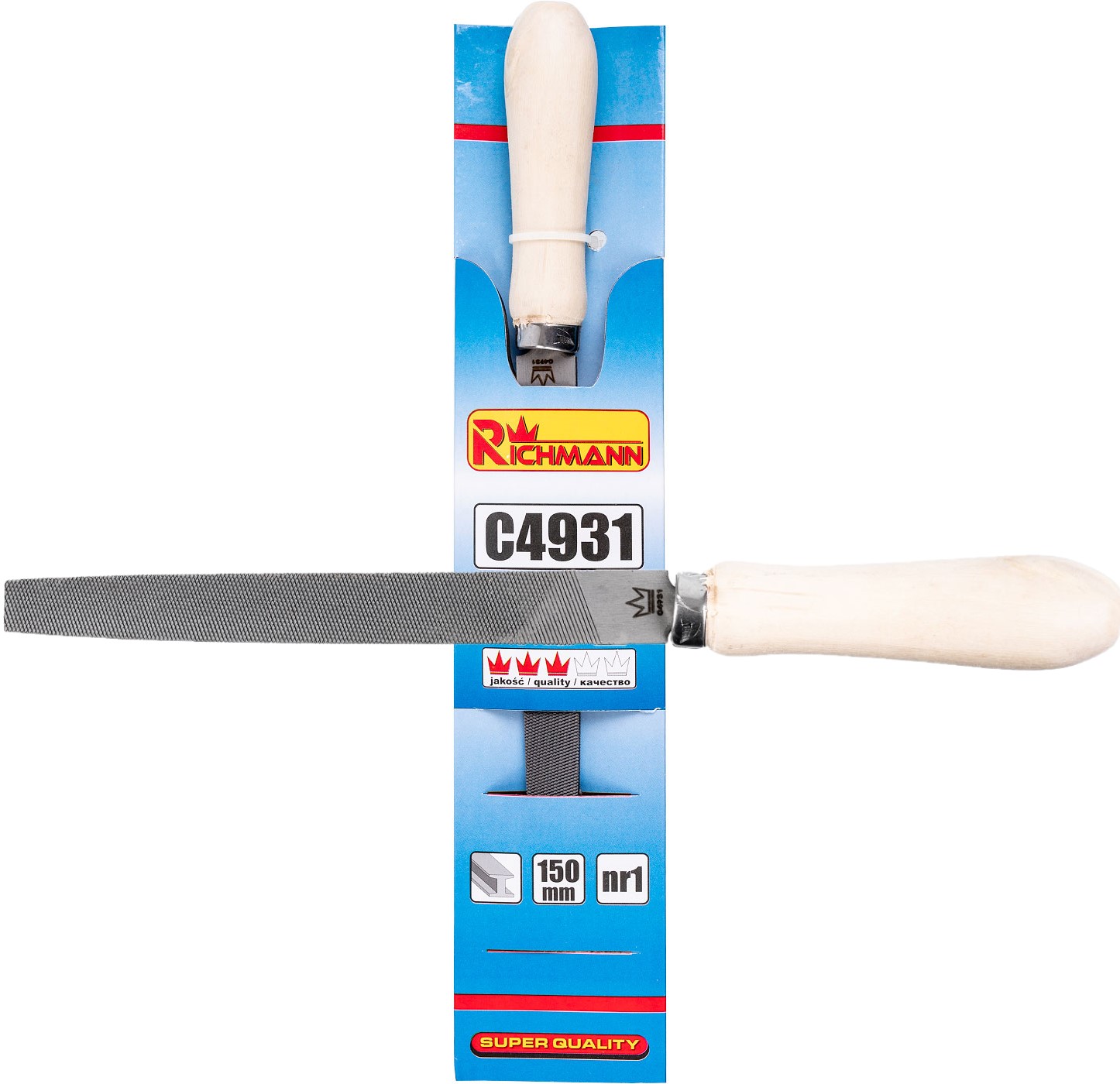 PILNIK PŁASKI 250 mm Z DREWNIANĄ RĄCZKĄ DO METALU RICHMANN C4937