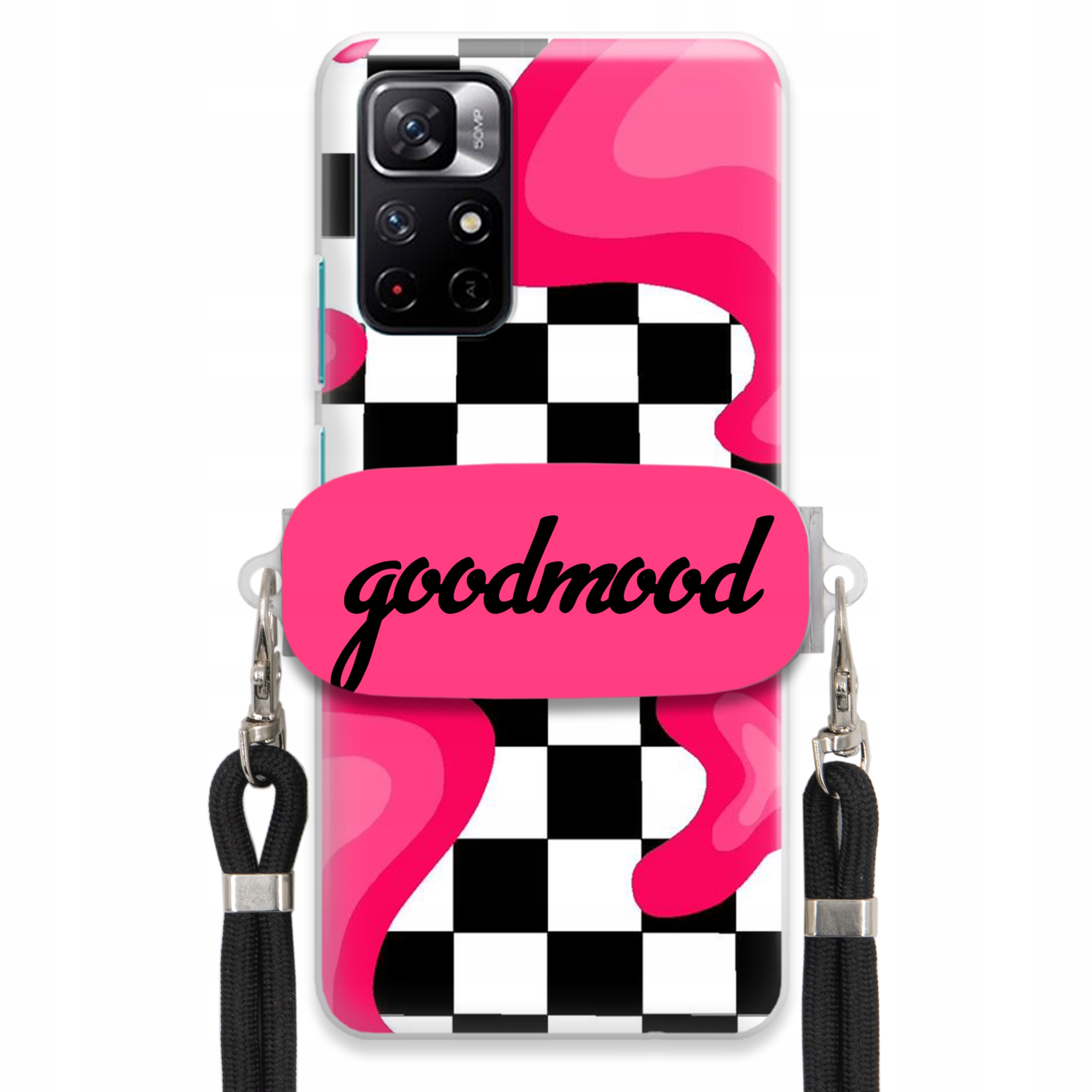 Puzdro Pre Xiaomi Poco M4 Pro 5 G Sada Case Držiak Vodítko Čierna Módne Splash