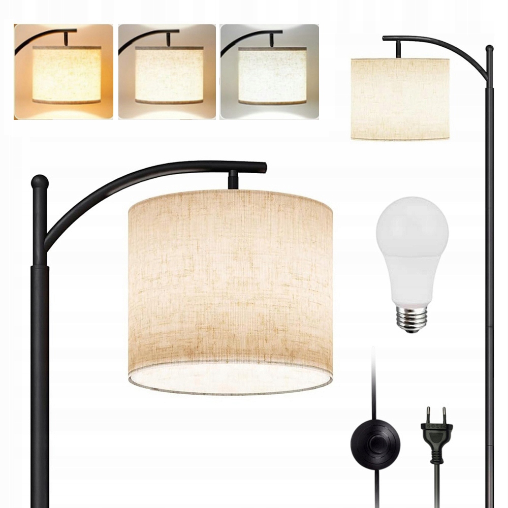Stojací Podlahová Lampa E27 Moderní 175 cm Stínidlo Boho Led Stmívatelné