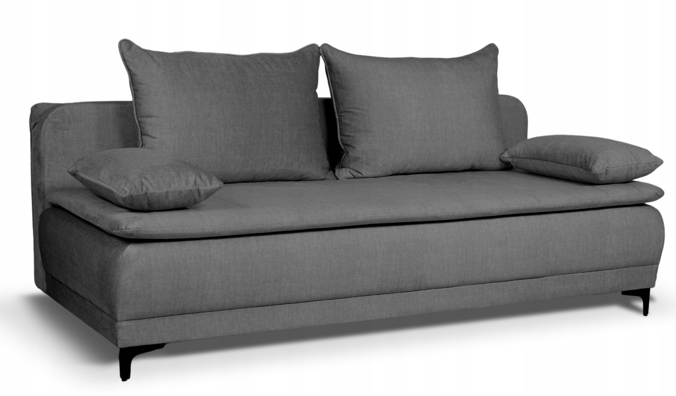 Sofa Snap Kanapa zFunkcją Spania Pojemnik na Pościel Podwójne SprężynySzara