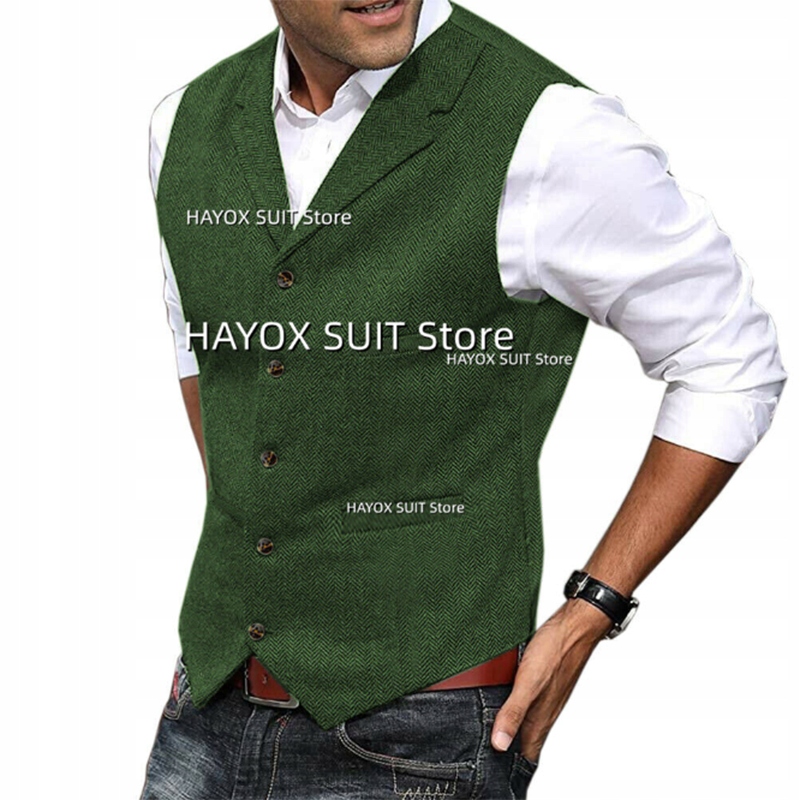 Men's Suit Vest Herringbone Slim Fit Single Breast Płeć mężczyzna