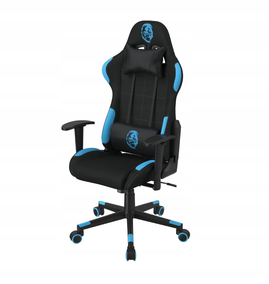 Herní židle ergonomická, pohodlná, černo-modrá