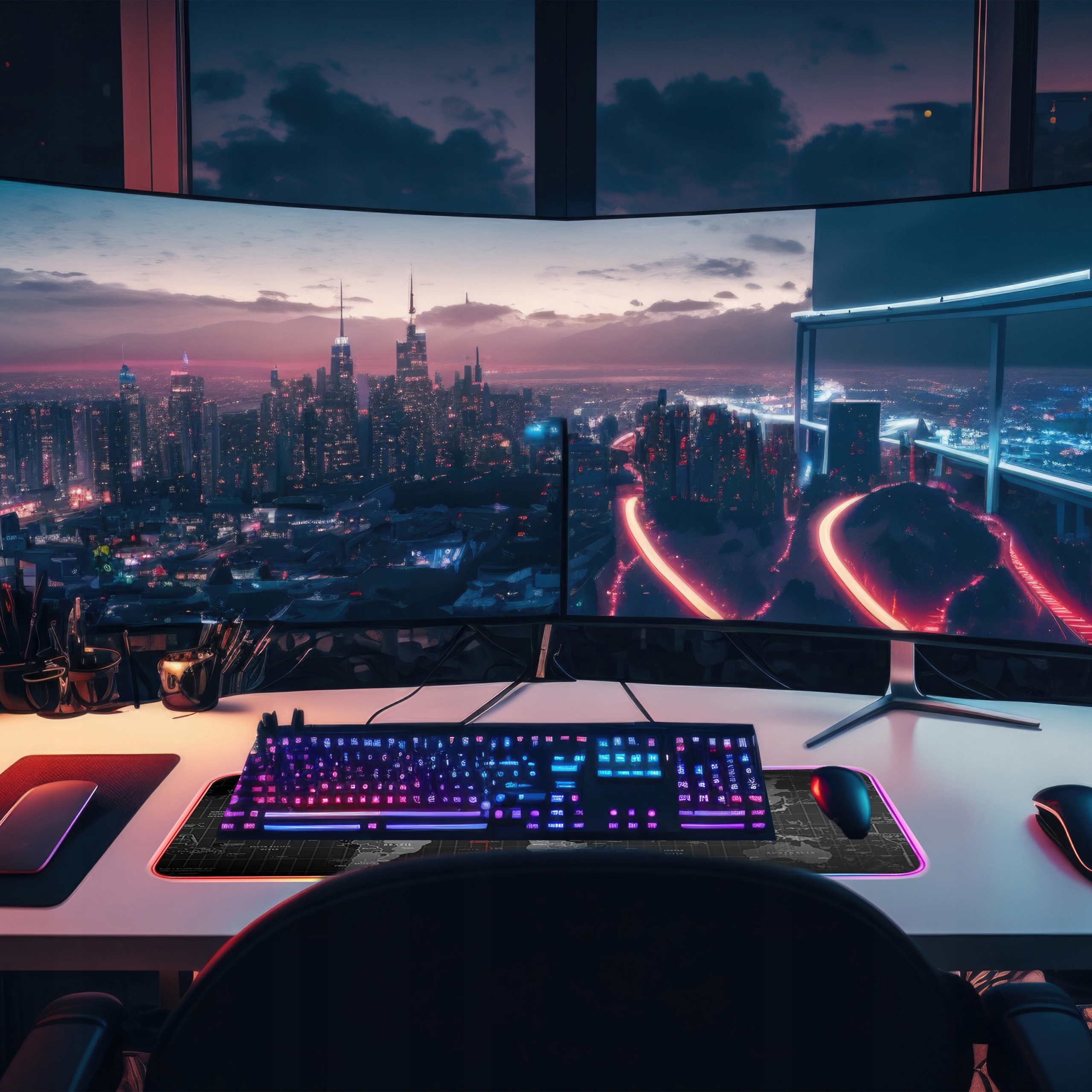 PODŚWIETLANA PODKŁADKA GAMINGOWA POD MYSZ LED XXL Szerokość produktu 80 cm