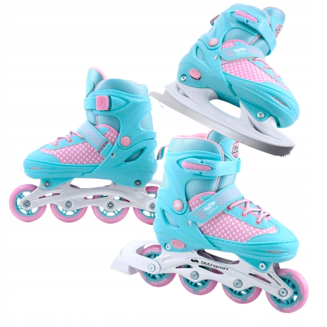 Bezpieczne łyżworolki 2w1 rolki łyżwy z regulacją kauczukowe 38-41 Smj Lily