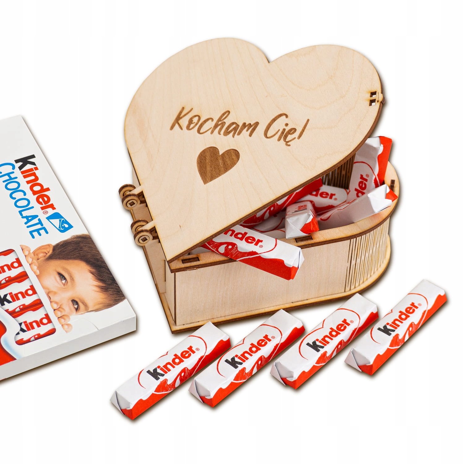 Deku Krabička Krabička s gravírováním s čokoládkami Kinder 17 x 15 x 5 cm