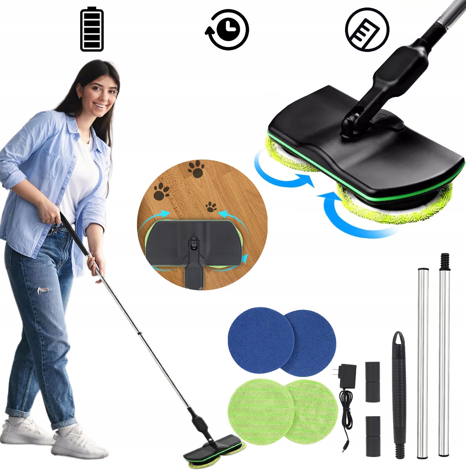 Levně Bezdrátový Elektrický Mop, Podlahový Mop, Čistič Podlah