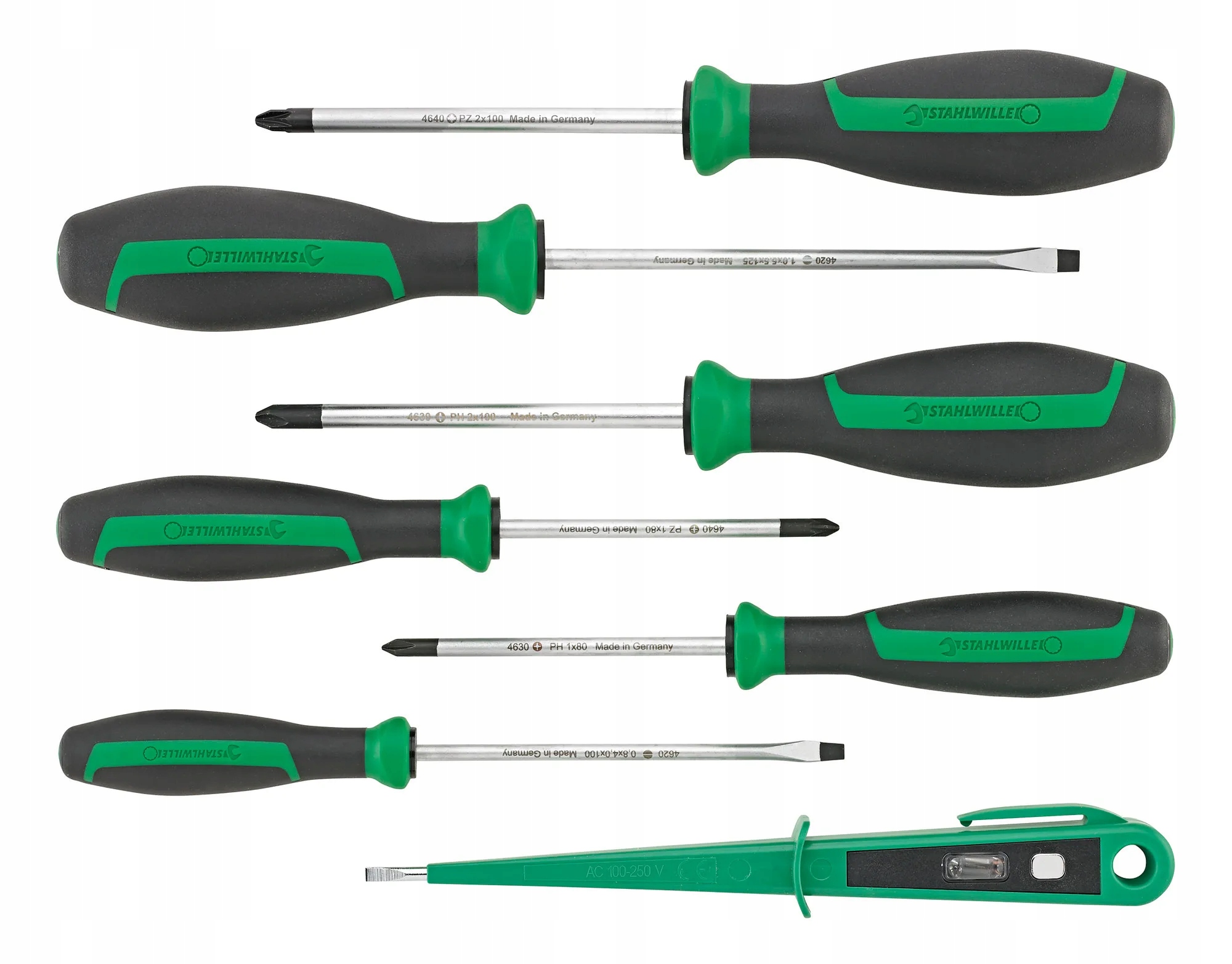 Zestaw wkrętaków PH1, PH2, PZ1, PZ2, tester napięcia 7 szt. Stahlwille