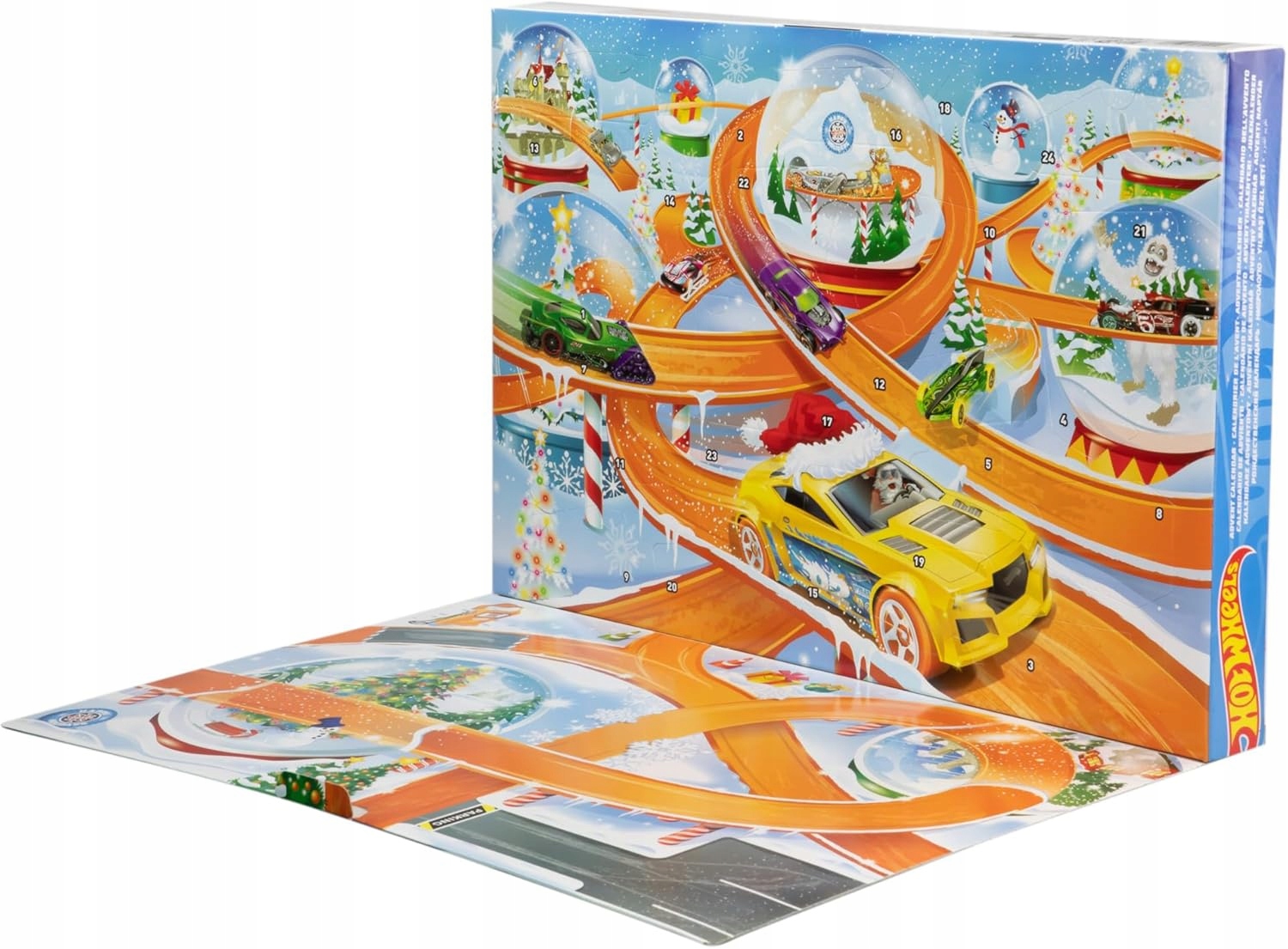 Адвент-календарь Hot Wheels 2024, 8 машинок 1:64 и 16 зимних аксессуаров, от 3 лет — фото 8