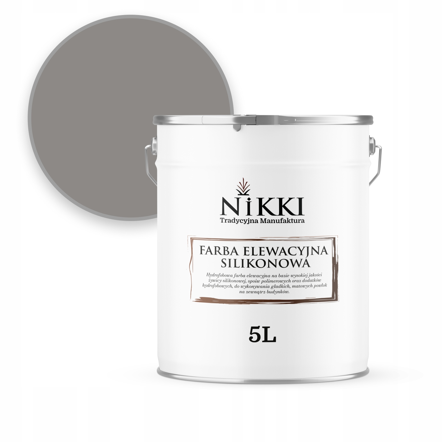 Fasádna Farba 5 L Šedá Tmavá Chladná Odolná Voči Zelenaniu
