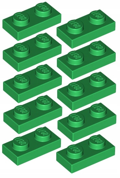 

Lego Płytka 1x2 Zielona/Green (3023/302328) x10