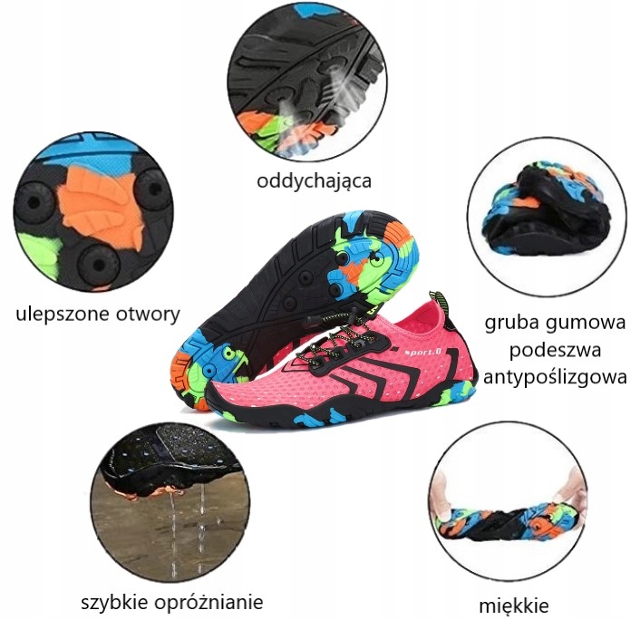 BUTY DO WODY PLAŻOWE PŁYWANIE JEŻOWCE RAFA KORALOWA SPORTOWE SKAŁY RÓŻOWY Model 3