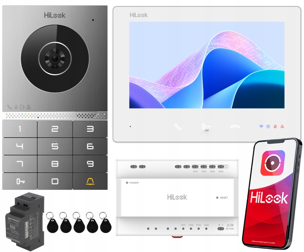 Videovrátnik WiFi 2-žilový Hikvision HiLook Jednorodinný Aplikácia Kód Pin