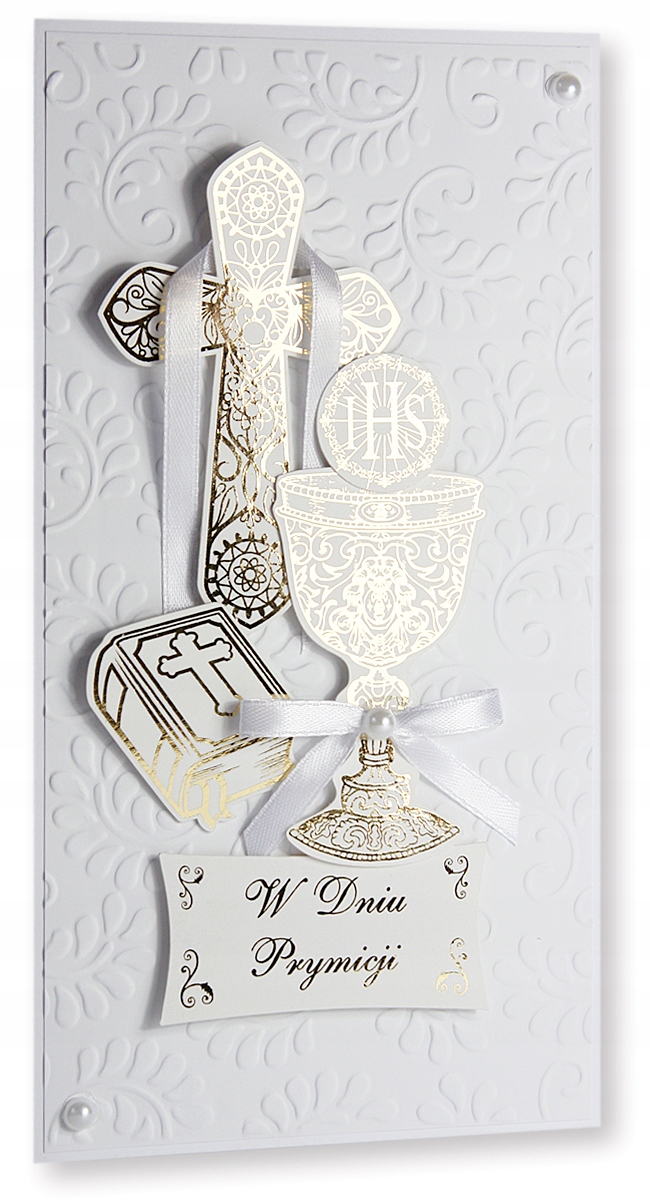 

Kartka na prymicje święcenia kapłańskie 3D złoto11