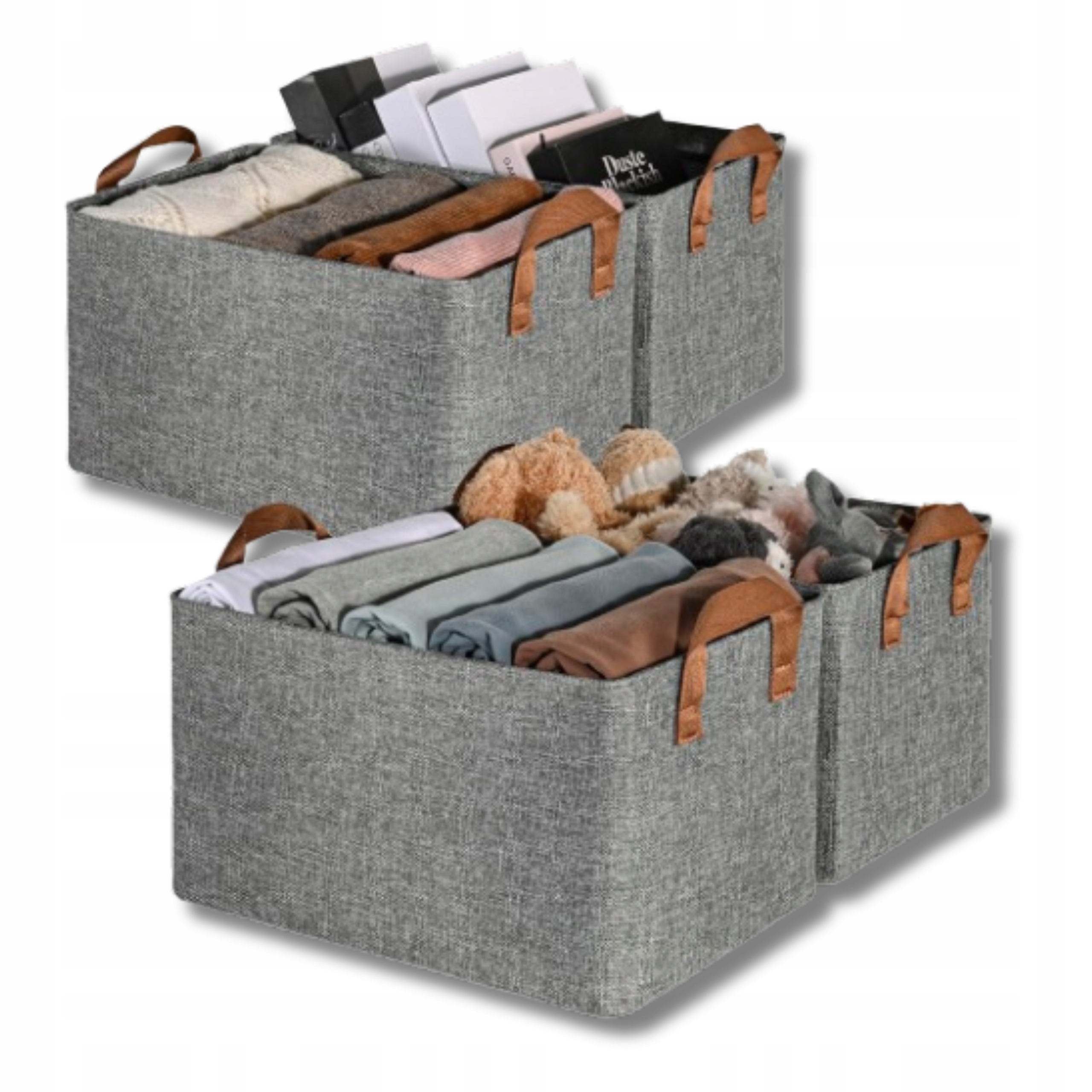 Organizér skládací krabička pro skladování, kovový rám, 4 ks, dům