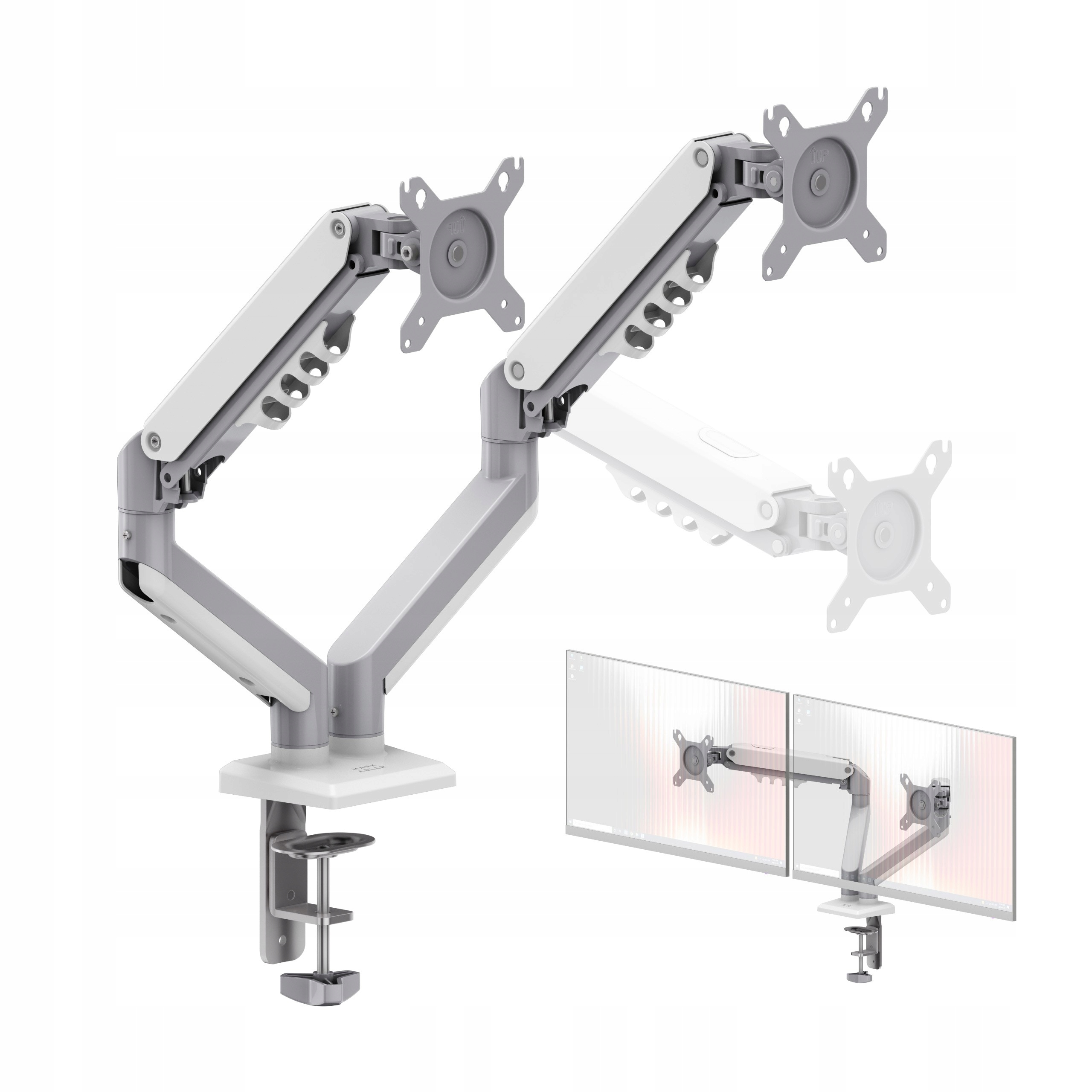 Uchwyt Biurkowy Dwa Monitory Mark Adler Obrotowy Regulowany