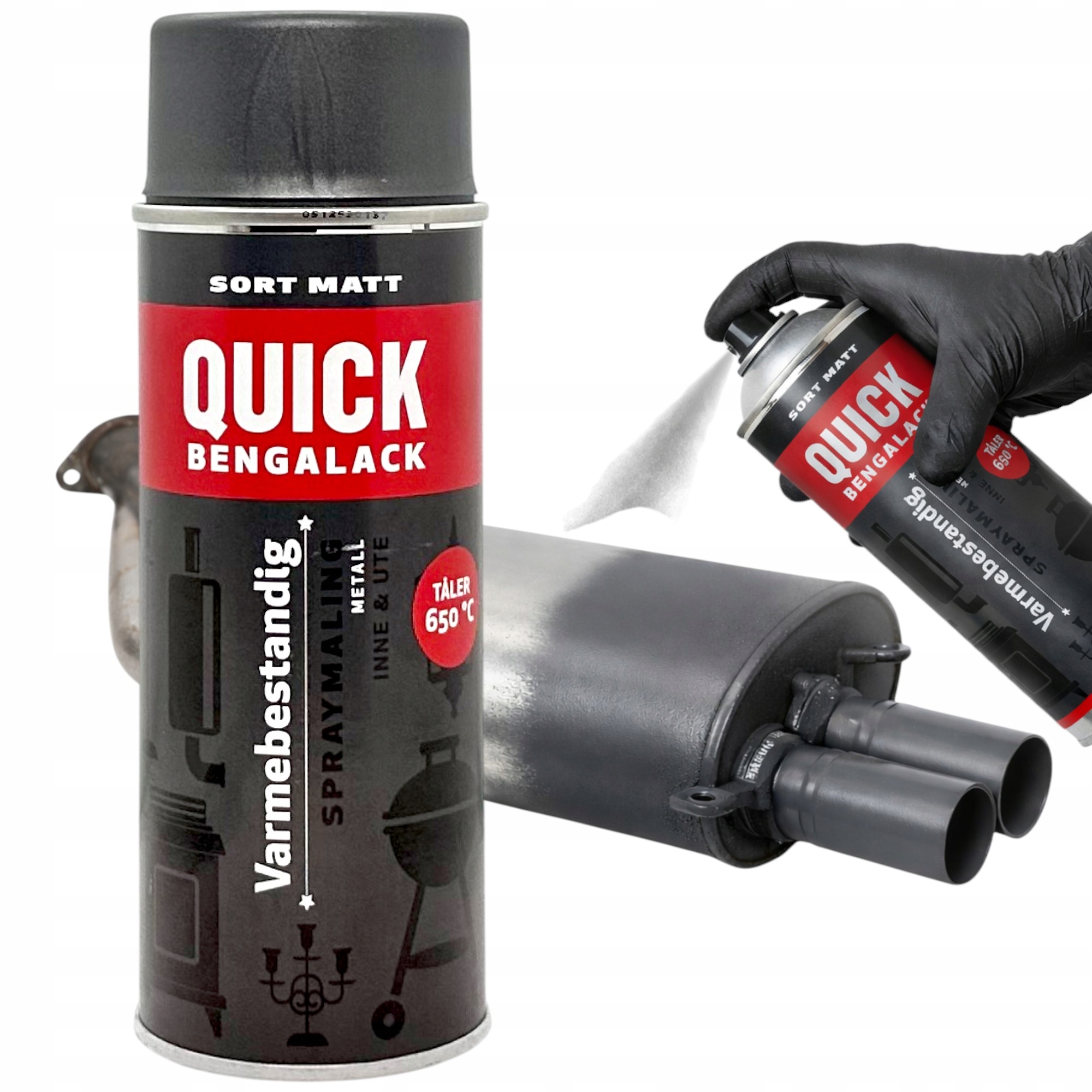 Lakier Żaroodporny do wydechów, tłumików Spray 400ML Szary Antracyt 650°C