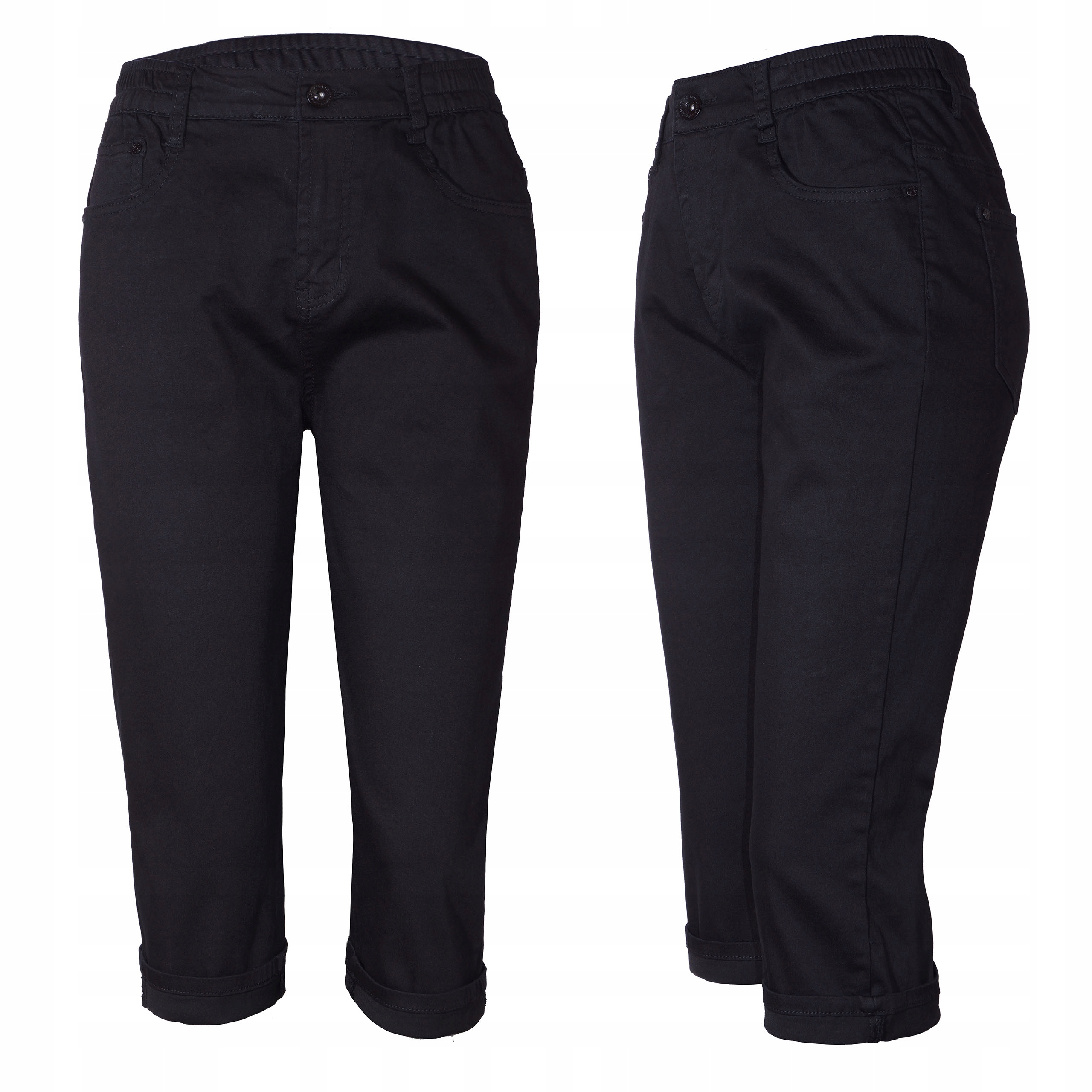 

Spodnie Jeansowe rybaczki Na Gumce 46 3XL Czarne