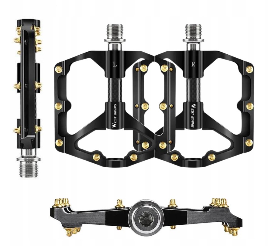 PEDAŁY ROWEROWE LEKKIE WYTRZYMAŁE ANYPOŚLIZGOWE OŚ KARBONOWA CZARNE