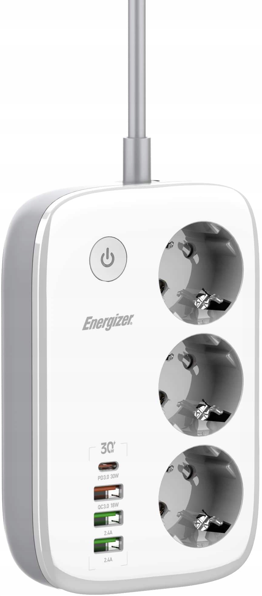 Smart napájacia lišta Energizer WiFi Aplikácia 3 zásuvky, 2500 W 2 m