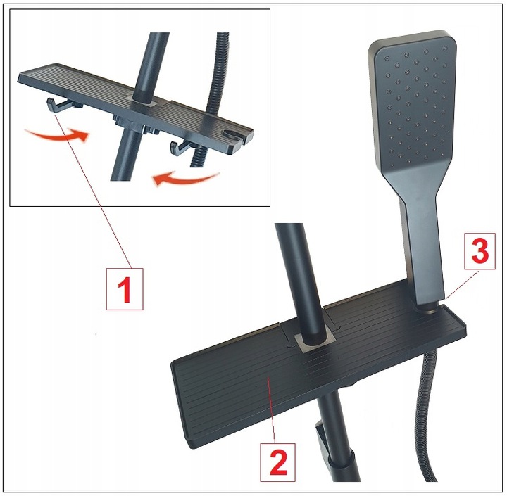 BATERIA NAWANNOWA stojąca CZARNA + Deszczownica Kolor czarny