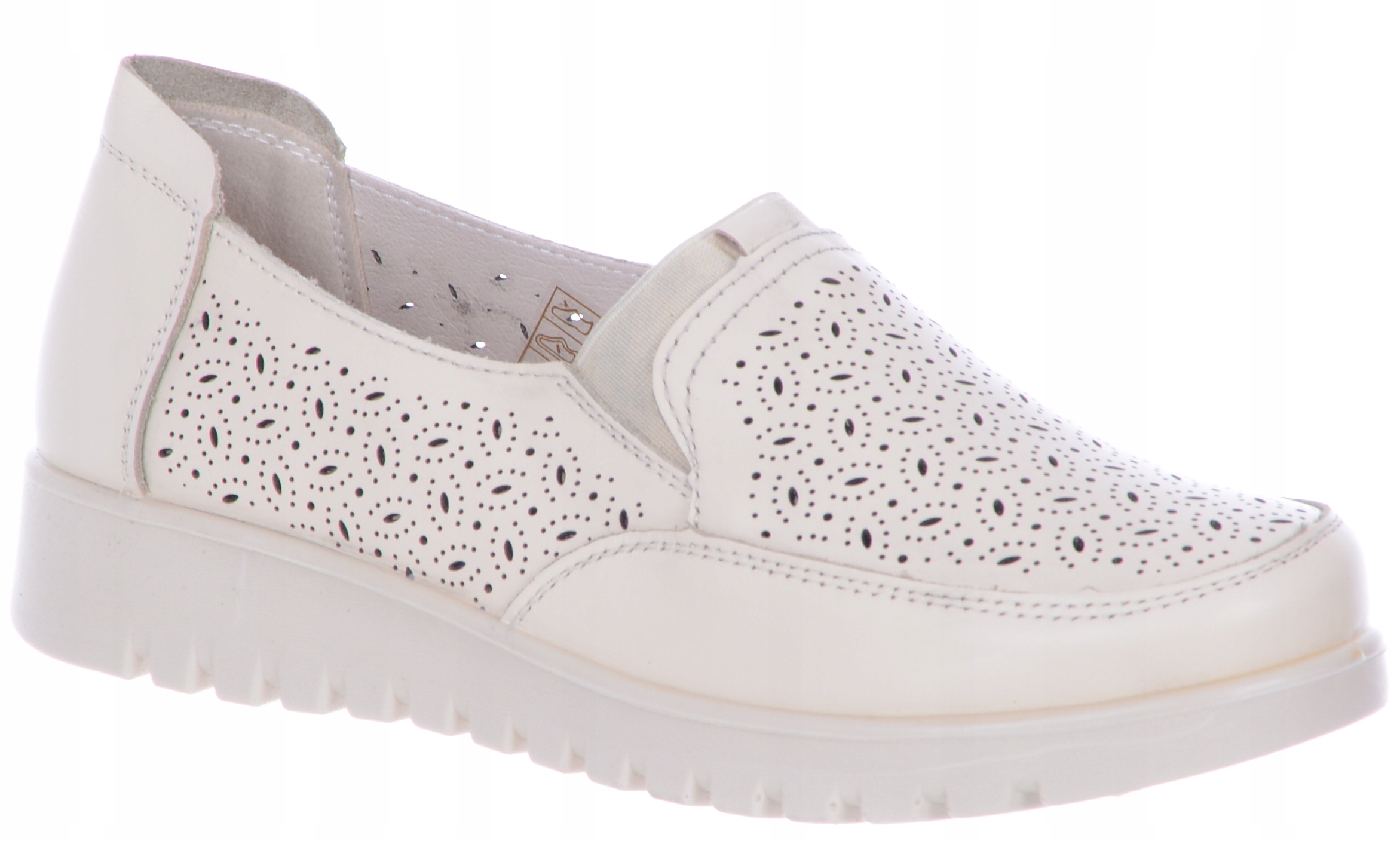 Béžové Baleríny Kožené Dámské Ažurové Mokasíny na platformě 38