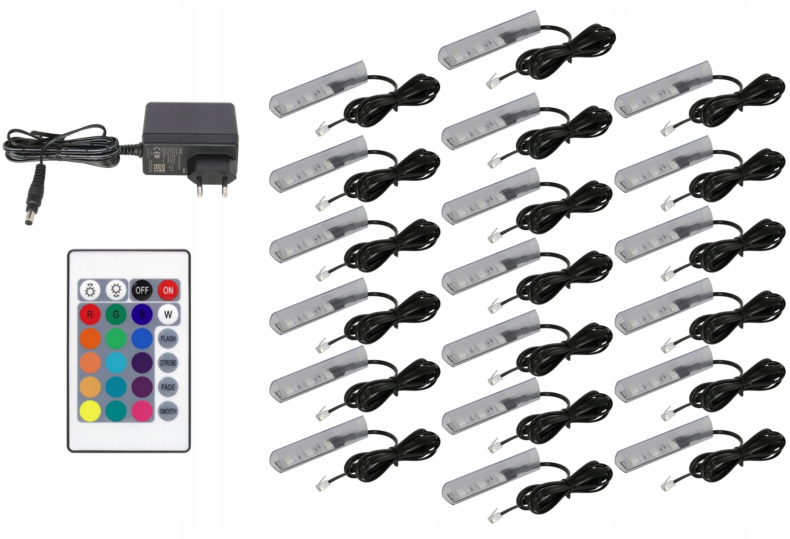 19 x Led klipy Rgb na police na sklo, klip Komplet