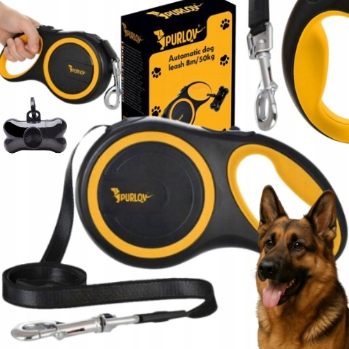 Smycz Dla Psa Automatyczna 8M Purlov Z Blokadą Do 50KG Dla Dużego Psa XXL