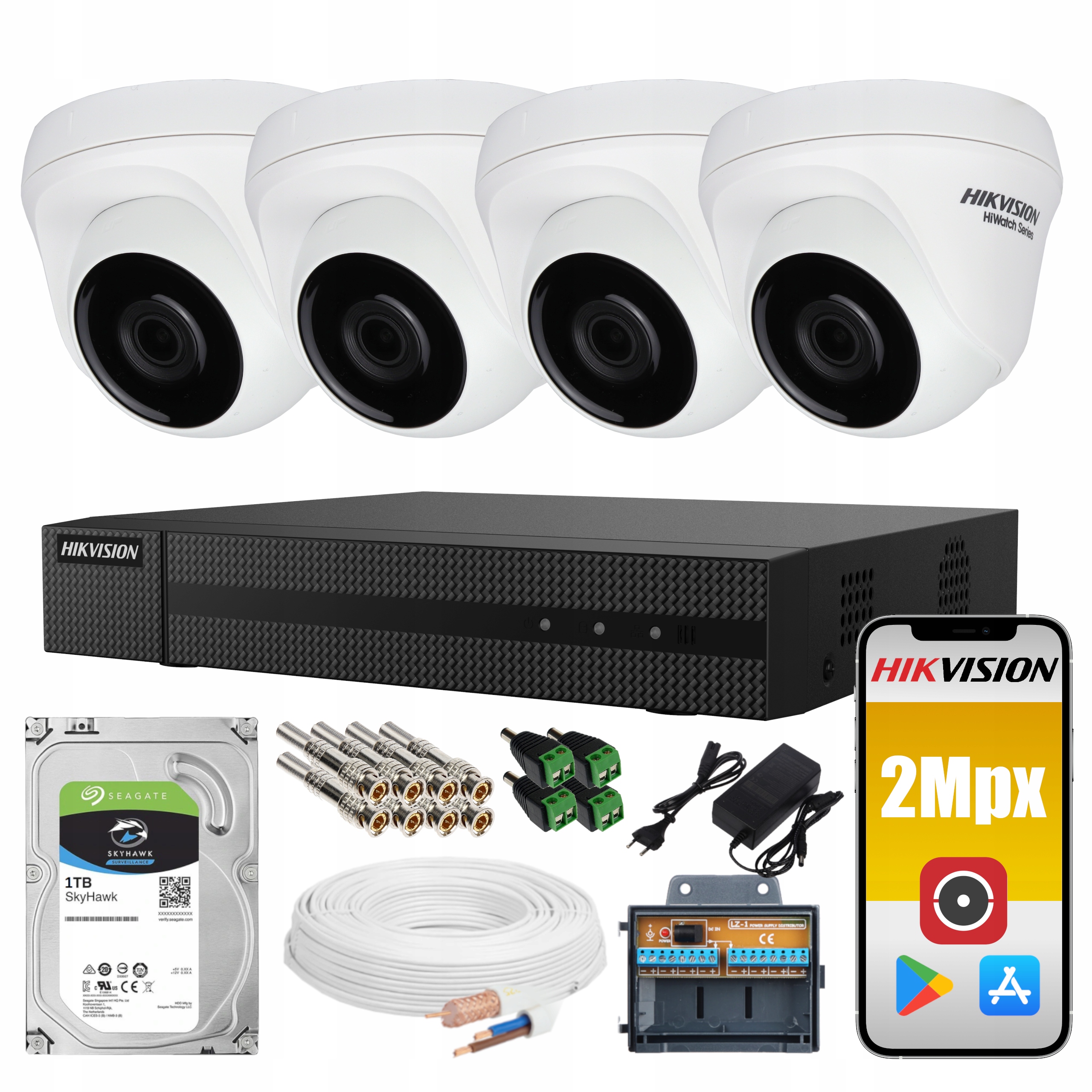 

Monitoring 4 Kamery Fllu Hd Zewnętrzne Hikvision