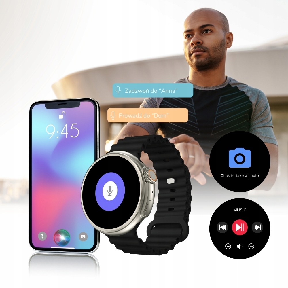 Smartwatch Zegarek Metal AMOLED menu PL Rozmowy EKG Android iOS + 2 paski Komunikacja Bluetooth NFC