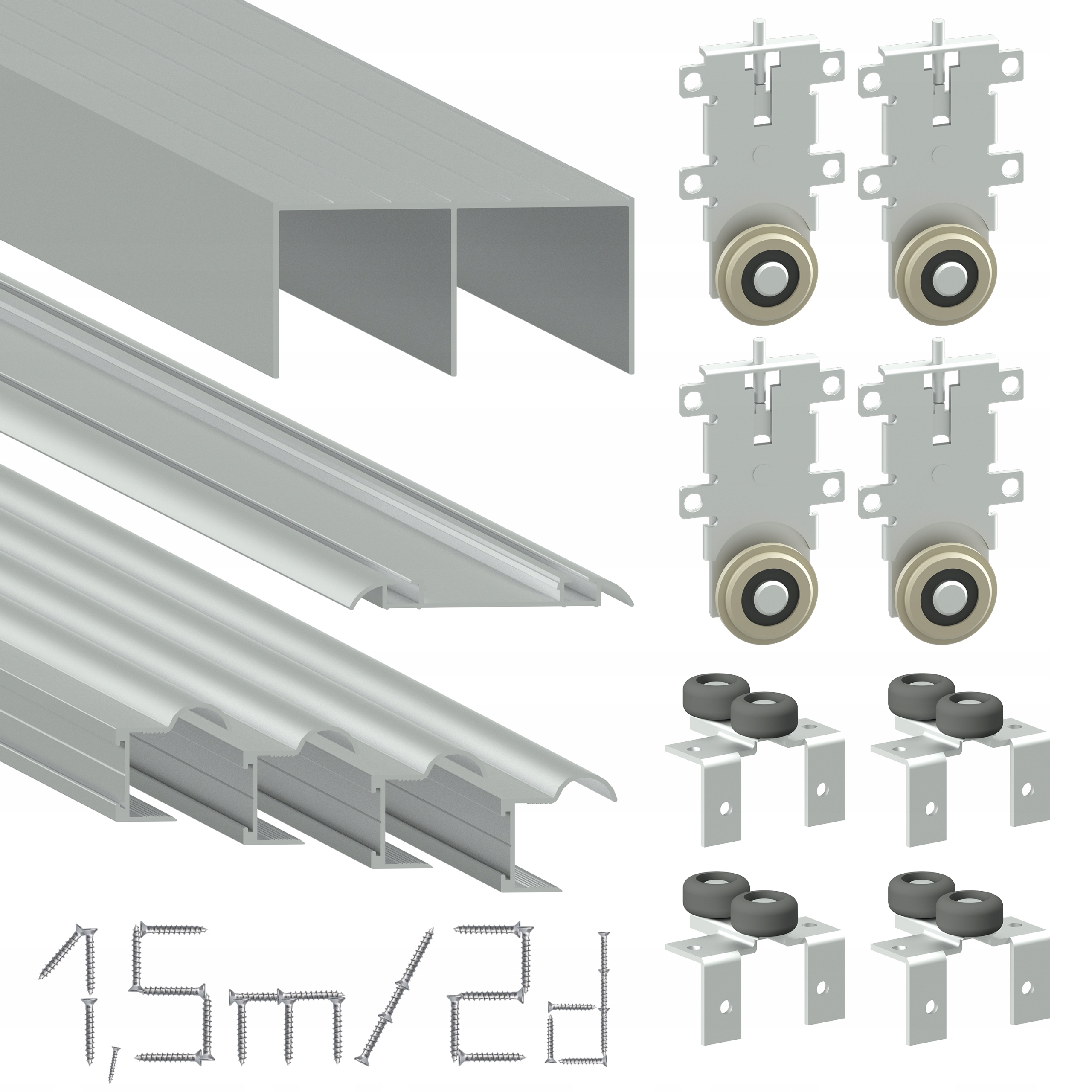 Zestaw okuć drzwi przesuwne KLASA 1,5M / 2 Drzwi