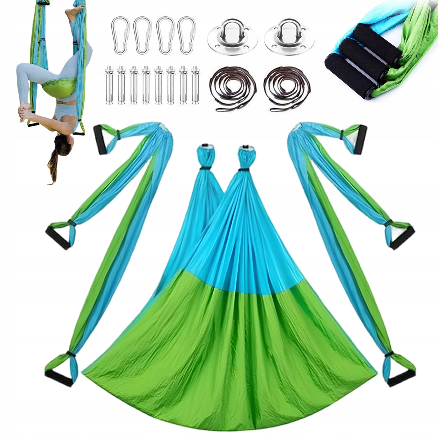 Aerial Yoga Hammock 200 Kg Pevnost, Nastavitelná Délka, Pilates Tkanina