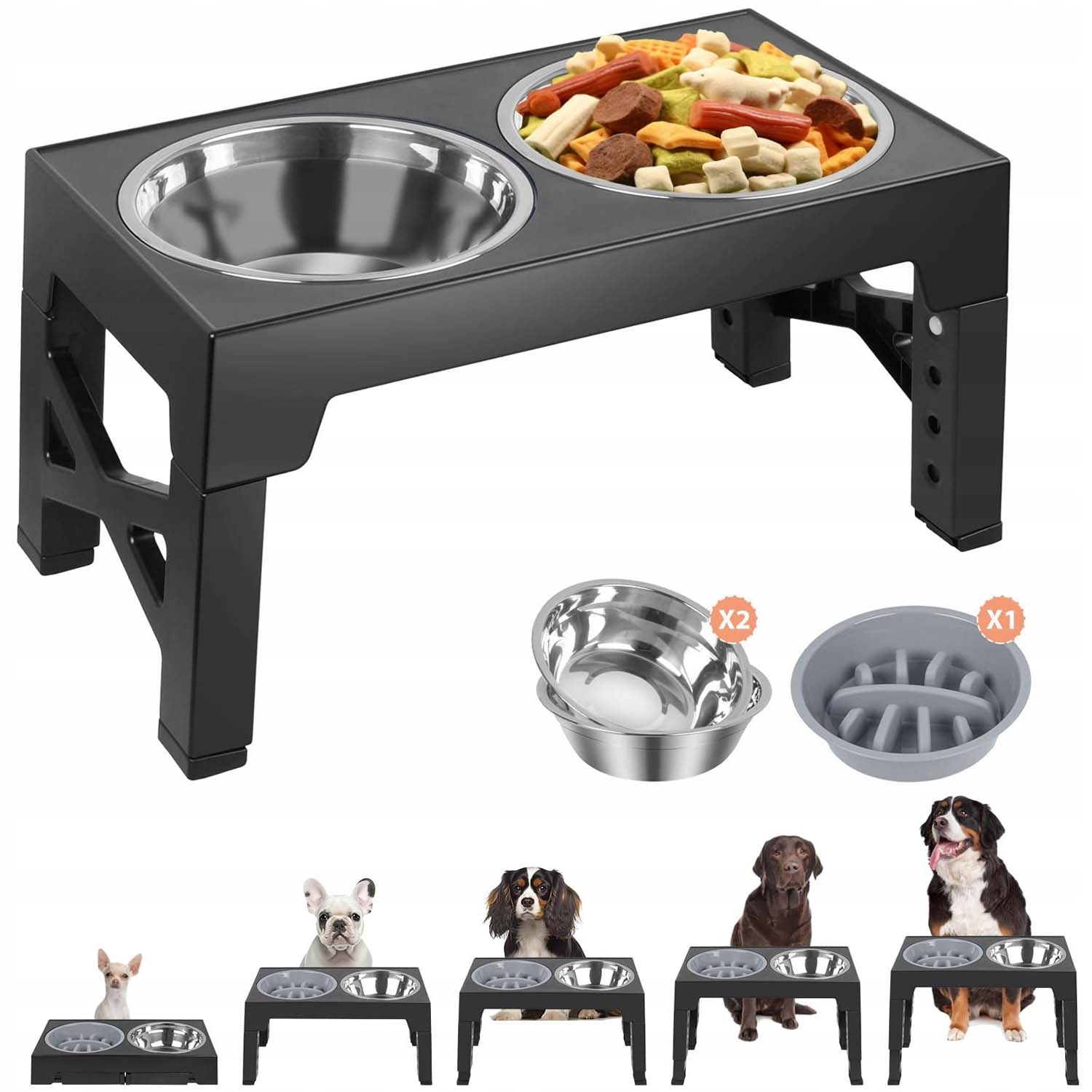 Levně Miska Pro Psa Misky Na Stojanu Stojan Na Misky Na Nastavitelném Stojanu XL