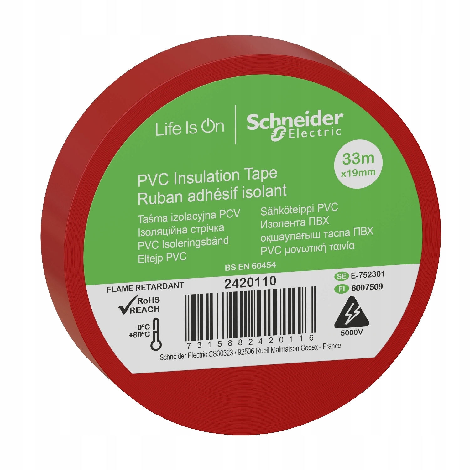 

Schneider Taśma izolacyjna czerwona 19mm x 33m