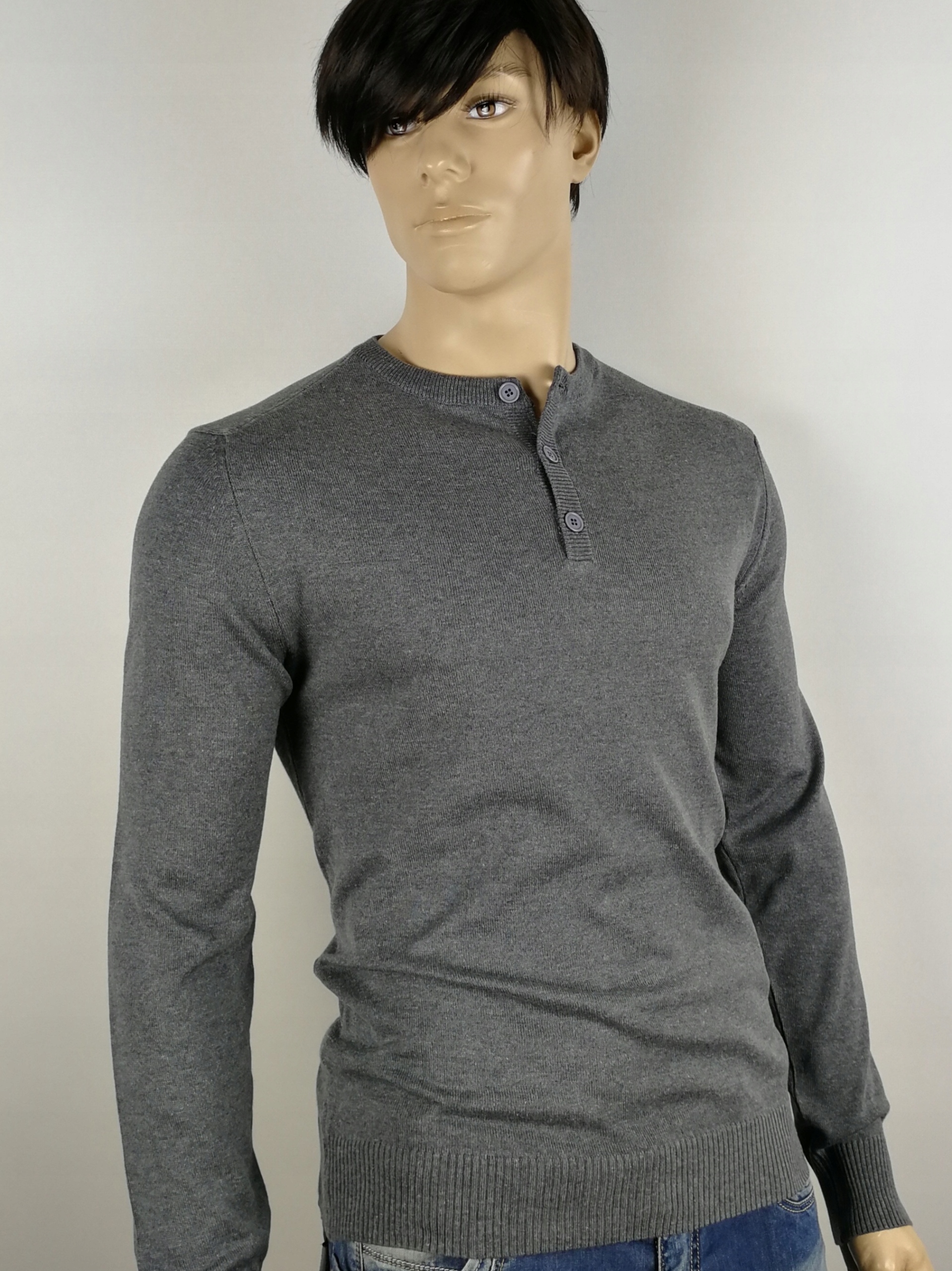 

sweter półgolf na guziki Produkt Pl popiel jasny M