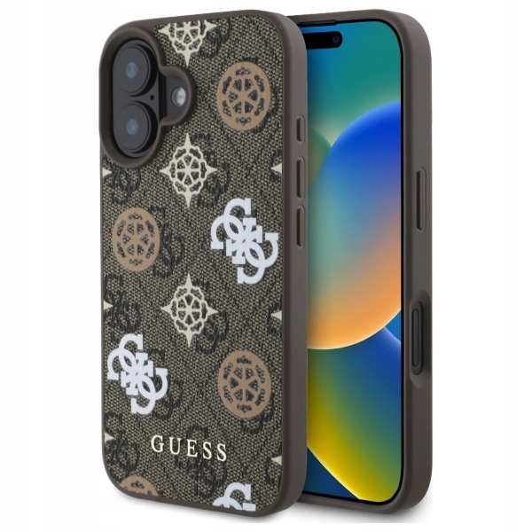 Pouzdro Guess GUHMP16SP4RPSW iPhone 16 6.1" hnědý/brown hardcase 4G Printed