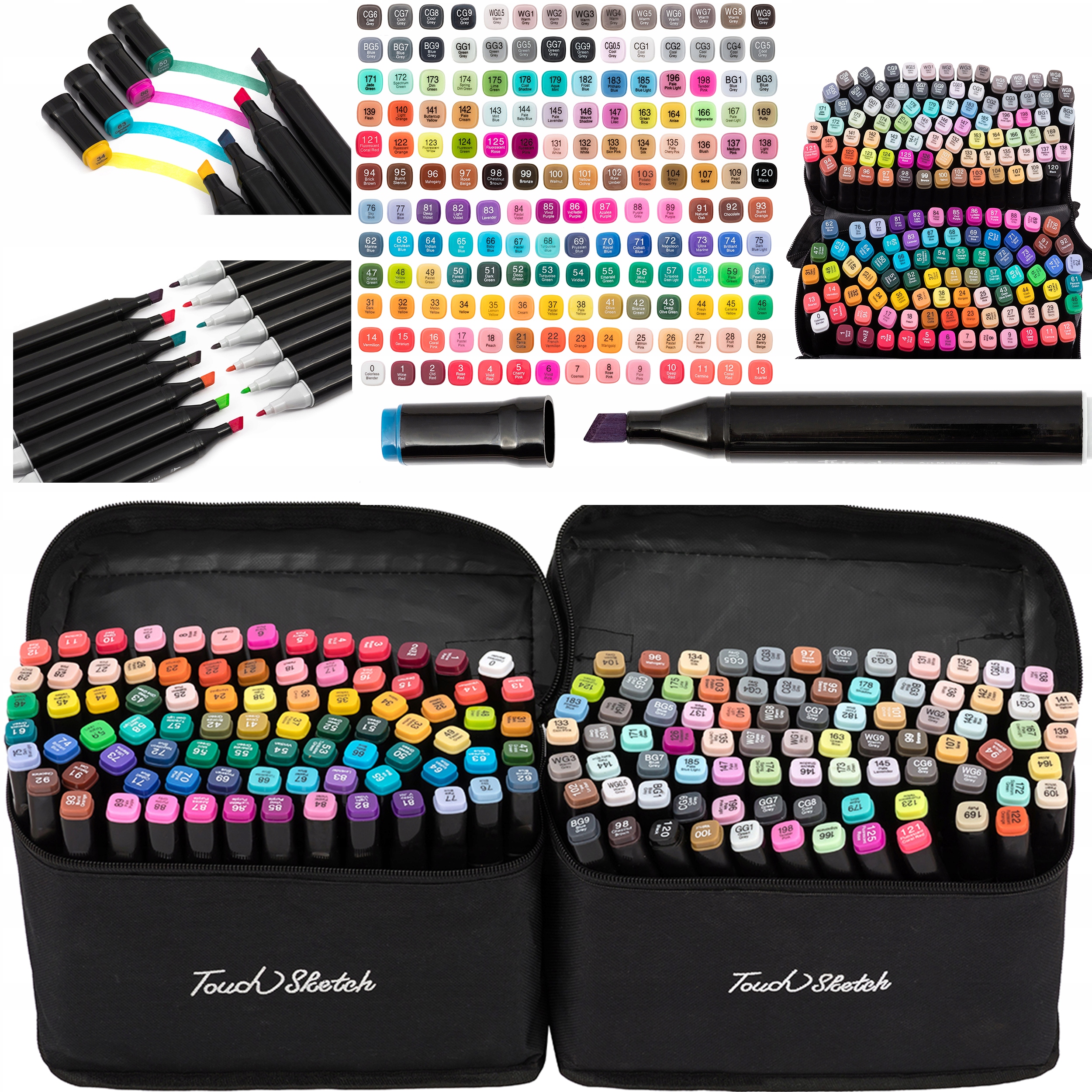 Маркеры, алкогольные TOUCHFIVE PRO двусторонние 168szt