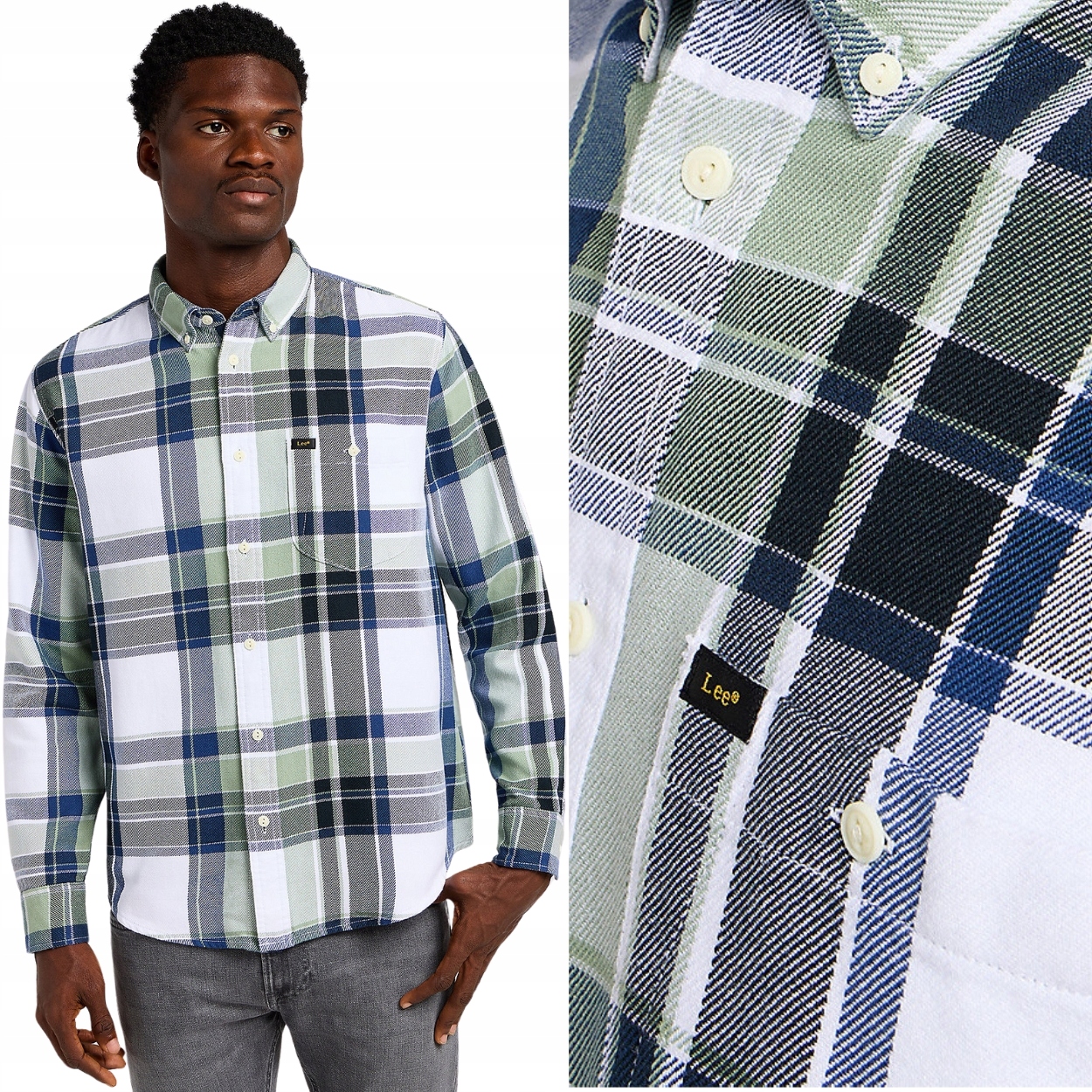 Lee Riveted Shirt Intuition volná organická bavlněná kostkovaná košile M