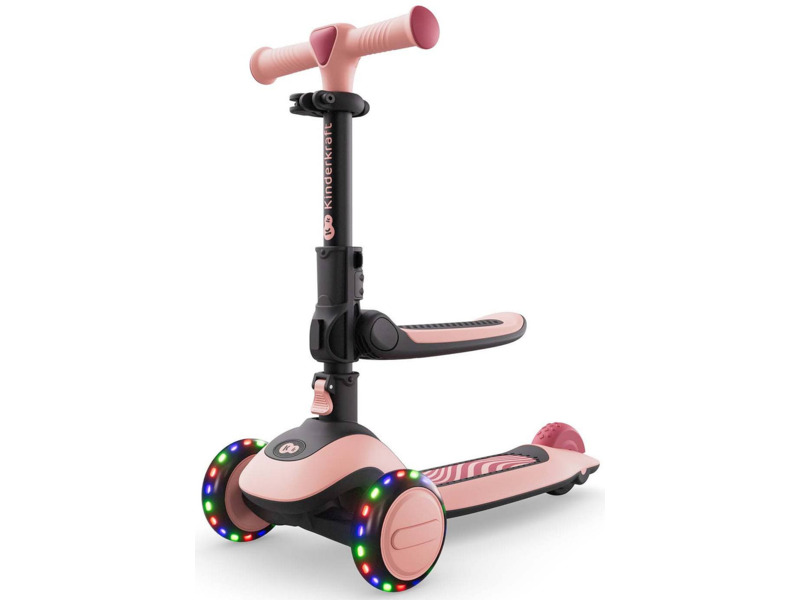 Hulajnoga 3-KOŁOWA dla dzieci Kinderkraft Halley 2 Koła Led Różowy