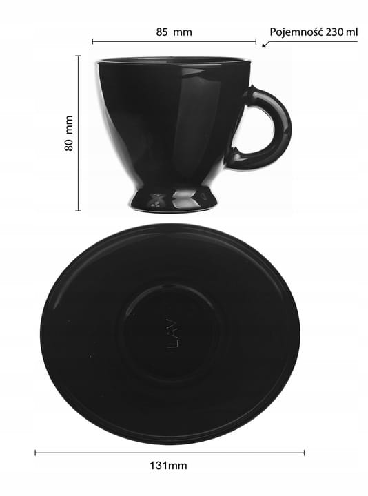 Glasmark CZARNA FILIŻANKA 230 ML ZE SPODKIEM, PREZENT EAN (GTIN) 5901425444026