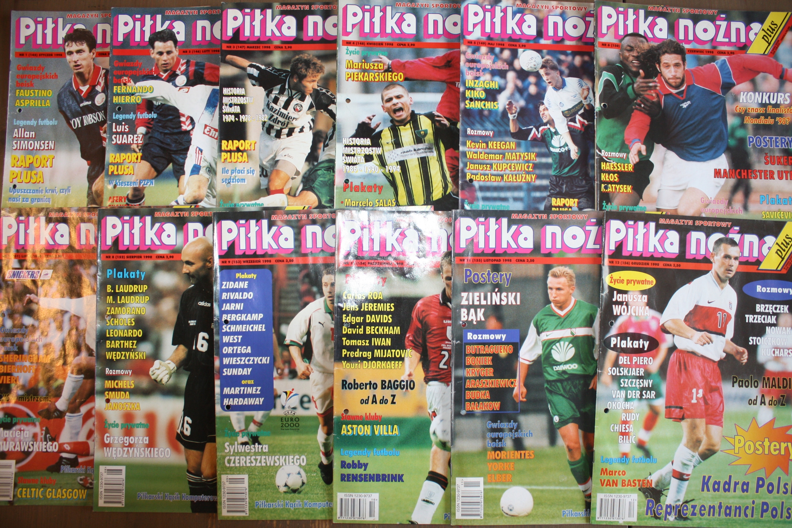 MAGAZYN PIŁKA NOŻNA PLUS NR. 1-12 ROCZNIK 1998 RAR UNIKAT