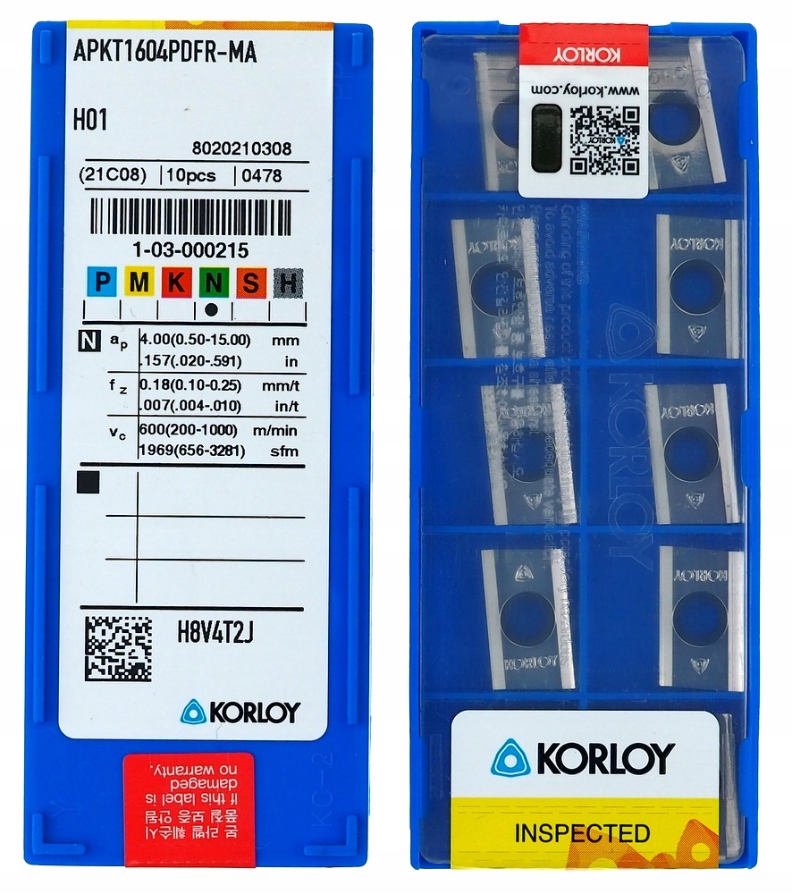 PŁYTKI WĘGLIKOWE APKT 1604 PDFR MA H01 ALU KORLOY