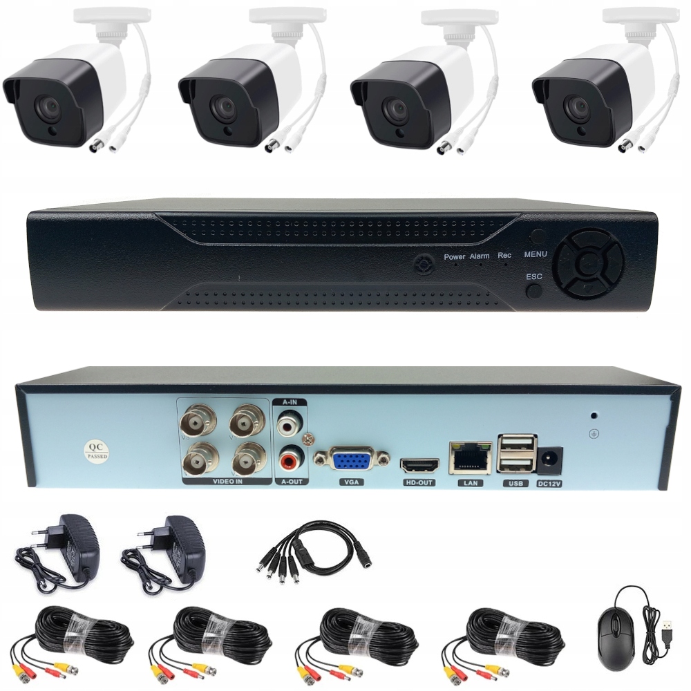 ZESTAW DO MONITORINGU 4 KAMERY FULL HD 2MPX ZEWNĘTRZNE IP65