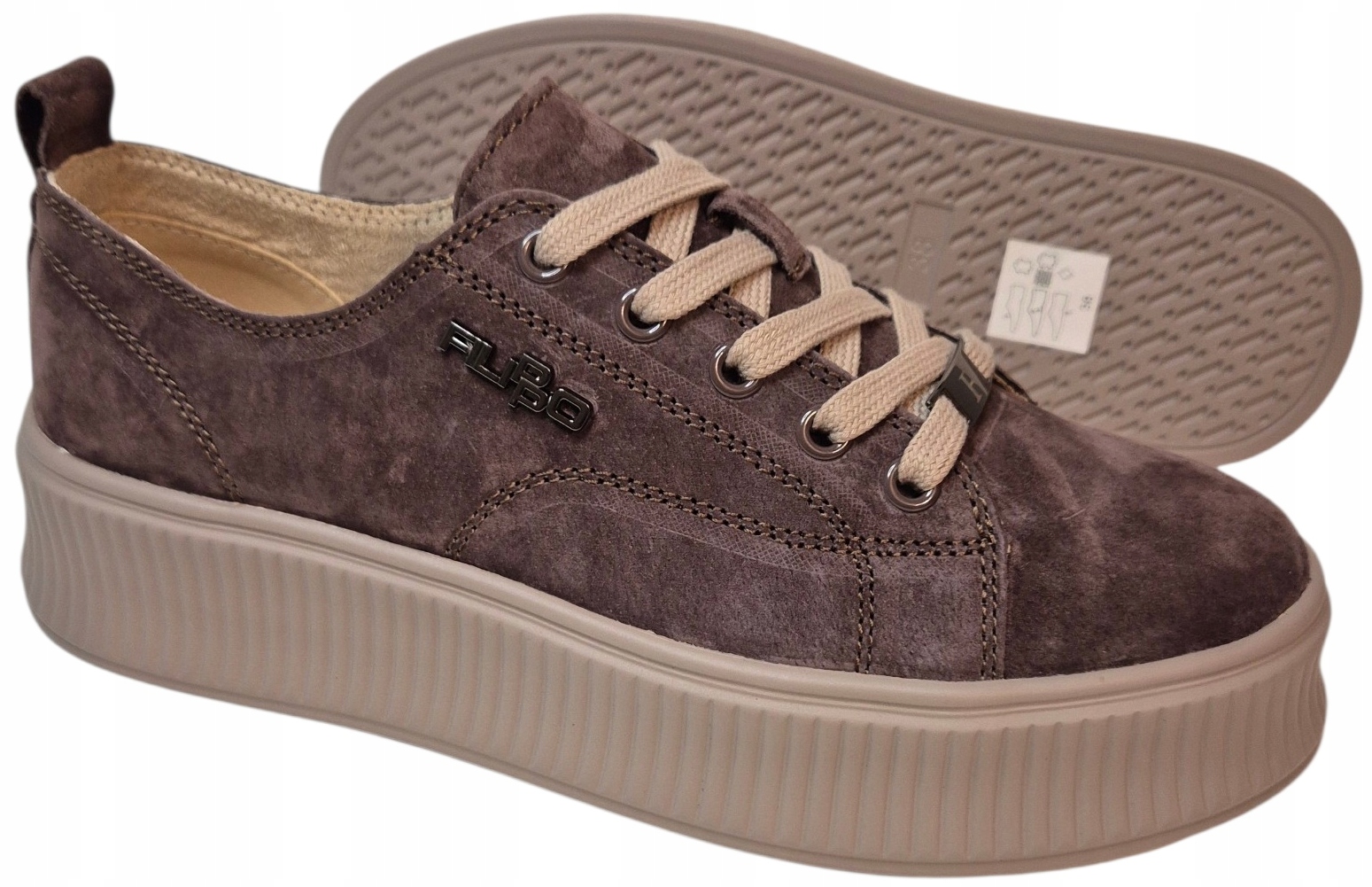 Filippo DP6122/26 Čokoládové tenisky na platformě, semišová kůže, vel