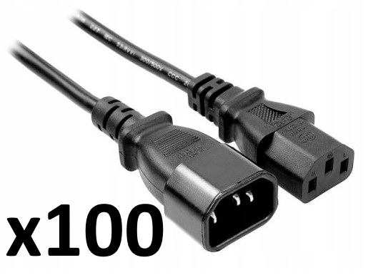 100X Kabel napájecí prodlužovací 230V Pc C13 C14 3 m 300 cm Kepler velkoobchod
