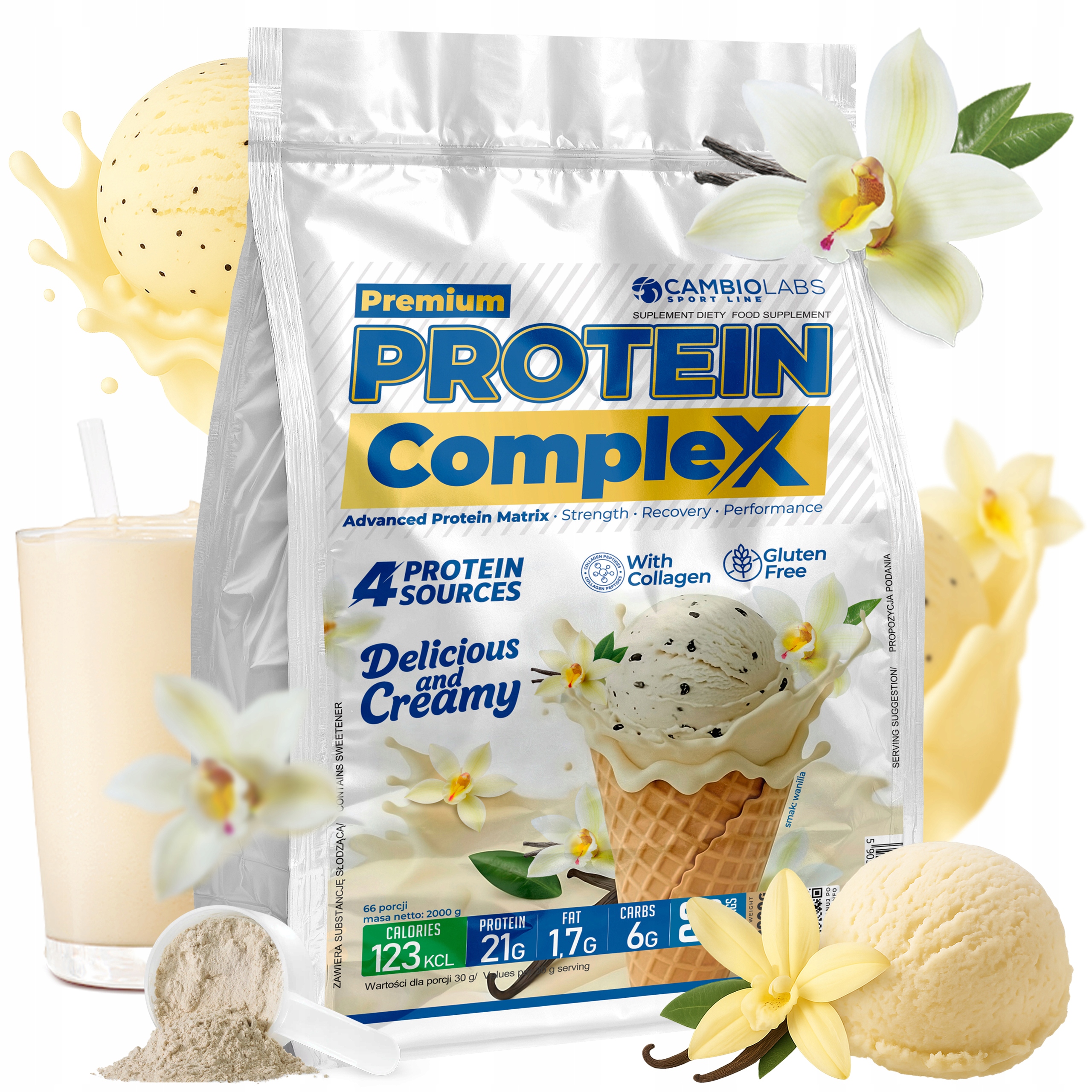 Protein 2 kg protein směs bílkovin 4v1 Kolagen syrovátkový protein