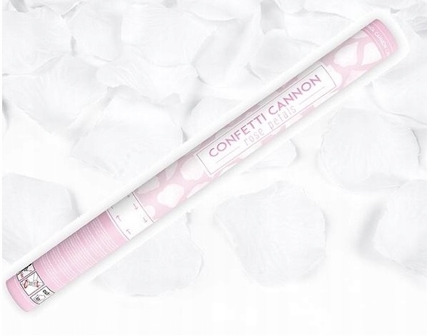 

Tuba Strzelająca Konfetti Płatki Róż Białe Komunia